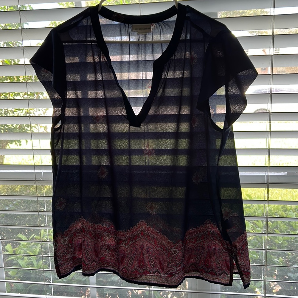 Sheer navy blue blouse